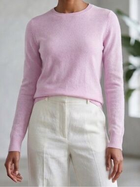 The Line Balbina Light Pink Cotton Silk Crewneck Sweater